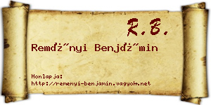 Reményi Benjámin névjegykártya
