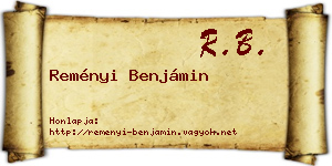 Reményi Benjámin névjegykártya